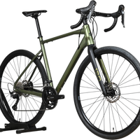 Vélo gravel Loop Sports Carver 120 vert olive avec cadre en aluminium, fourche carbone et transmission Shimano GRX