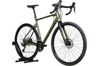 Vélo gravel Loop Sports Carver 120 vert olive avec cadre en aluminium, fourche carbone et transmission Shimano GRX
