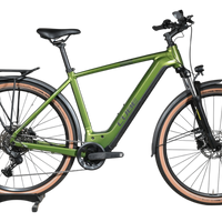 Vélo électrique Cube Nuride Hybrid Pro 750 vert olive de Loop Sports avec pneus à flancs beiges et porte-bagages