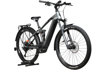 Velo electrique tout-terrain Loop Sports Cube Stereo Hybrid 120 Pro Allroad gris avec suspension et porte-bagages