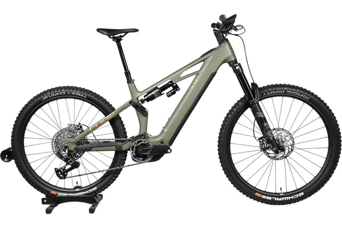 VTT électrique Loop Sports Cube Stereo Hybrid ONE77 HPC TM 800 vert olive avec suspension intégrale et pneus larges