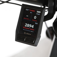 Écran de contrôle Bosch Kiox sur vélo électrique Trek Rail 9.9 Loop Sports affichant 2894 km de distance totale