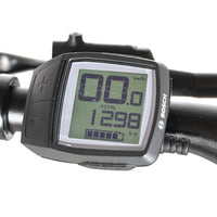 Écran de contrôle Bosch Purion sur le guidon du vélo électrique Loop Sports Scott Sub Active 20 affichant 1298 km