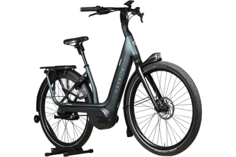 Vélo électrique Loop Sports Gazelle Avignon C380 HMB gris foncé avec cadre ouvert et pneus robustes