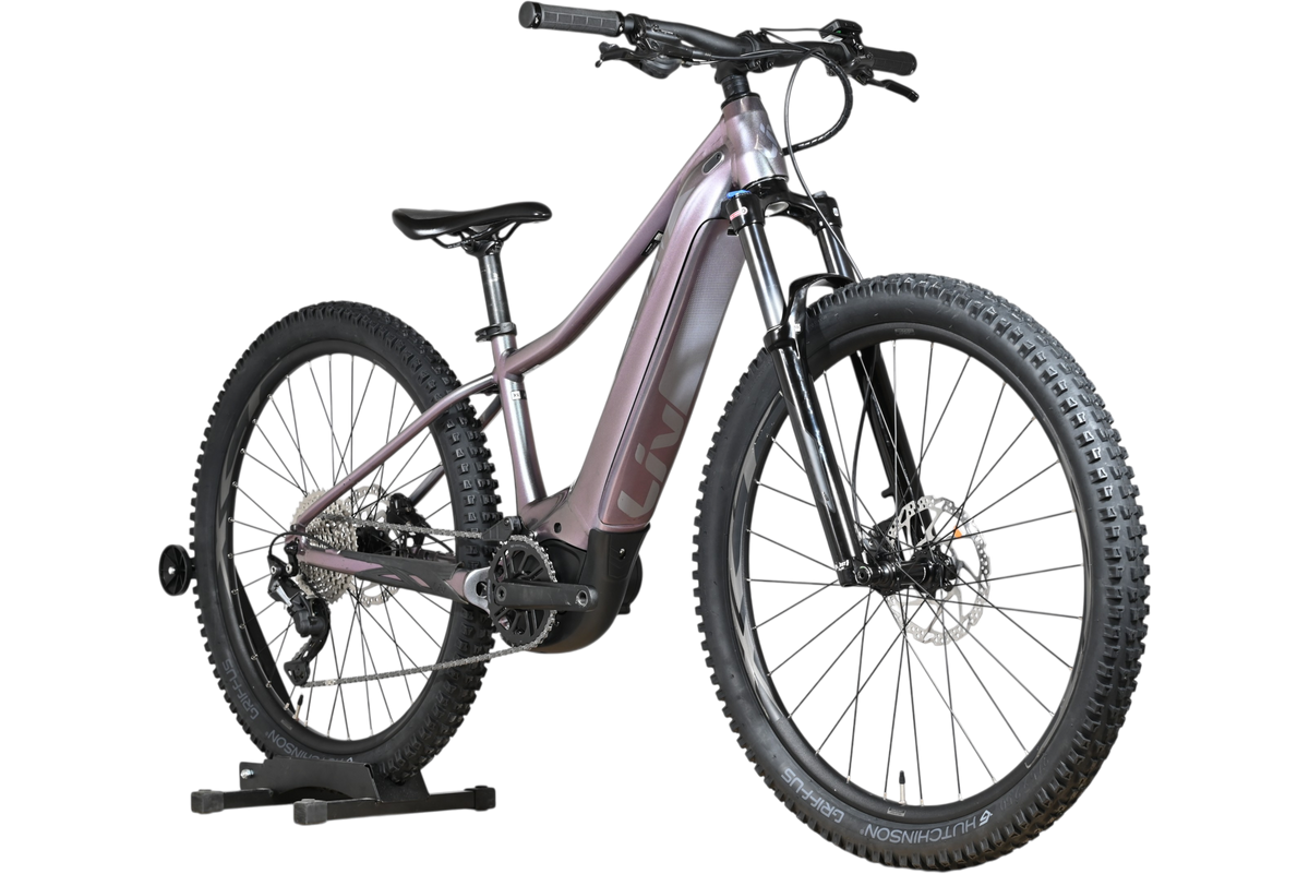 Velo electrique VTT Loop Sports Giant Liv Vall E+2 2025 couleur mauve avec cadre robuste et pneus tout-terrain