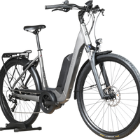 Vélo électrique Kalkhoff Endeavour 1.B Move gris de Loop Sports avec cadre ouvert, porte-bagages et pneus robustes