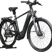 Vélo électrique KTM Macina Style 720 Loop Sports vert foncé avec porte-bagages et pneus tout-terrain