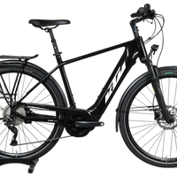 Vélo électrique KTM Macina Tour CX 625 LTD noir de Loop Sports avec porte-bagages et moteur Bosch