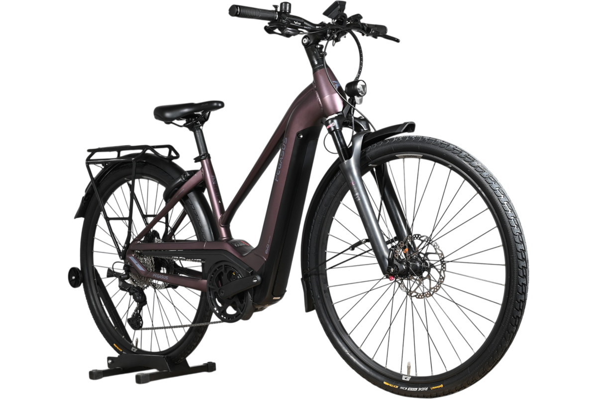 Vélo électrique Loop Sports Pegasus Premio Evo 11 40 Years édition limitée violet foncé avec cadre ouvert
