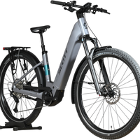 Vélo électrique Scott Axis 10 2026 gris de Loop Sports avec cadre robuste, porte-bagages et pneus tout-terrain