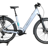 Vélo électrique Scott Axis 10 2026 gris clair de Loop Sports avec porte-bagages et pneus tout-terrain