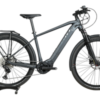 Velo electrique Loop Sports Scott Axis Eride 10 2023 gris mat avec porte-bagages et moteur Bosch