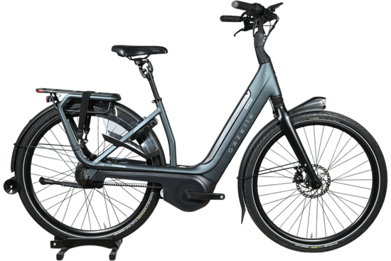 Vélo électrique Gazelle Avignon C380 HMB gris de Loop Sports avec cadre ouvert et transmission par courroie