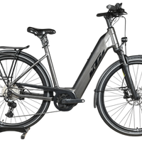 Vélo électrique KTM Macina Style XL 2023 gris de Loop Sports avec cadre ouvert, porte-bagages et pneus robustes