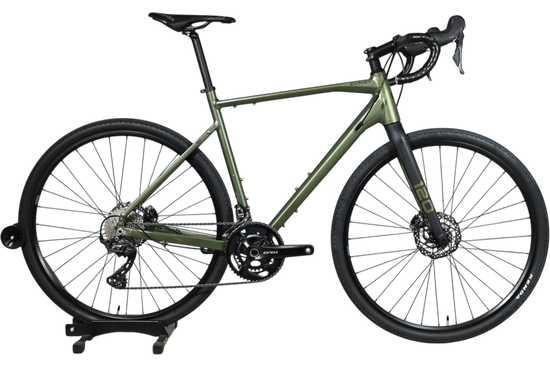 Vélo gravel Loop Sports Carver 120 2024 vert olive avec cadre en aluminium et transmission Shimano GRX