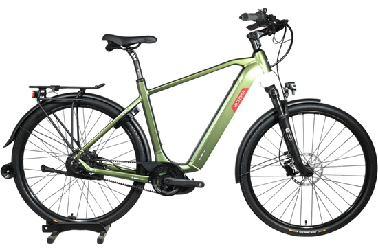 Vélo électrique Victoria Manoc 5 2025 vert olive avec moteur Bosch, porte-bagages et garde-boue chez Loop Sports
