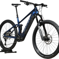 VTT électrique tout-suspendu Loop Sports Sunn Charger S1 2025 bleu avec fourche RockShox et pneus Hutchinson