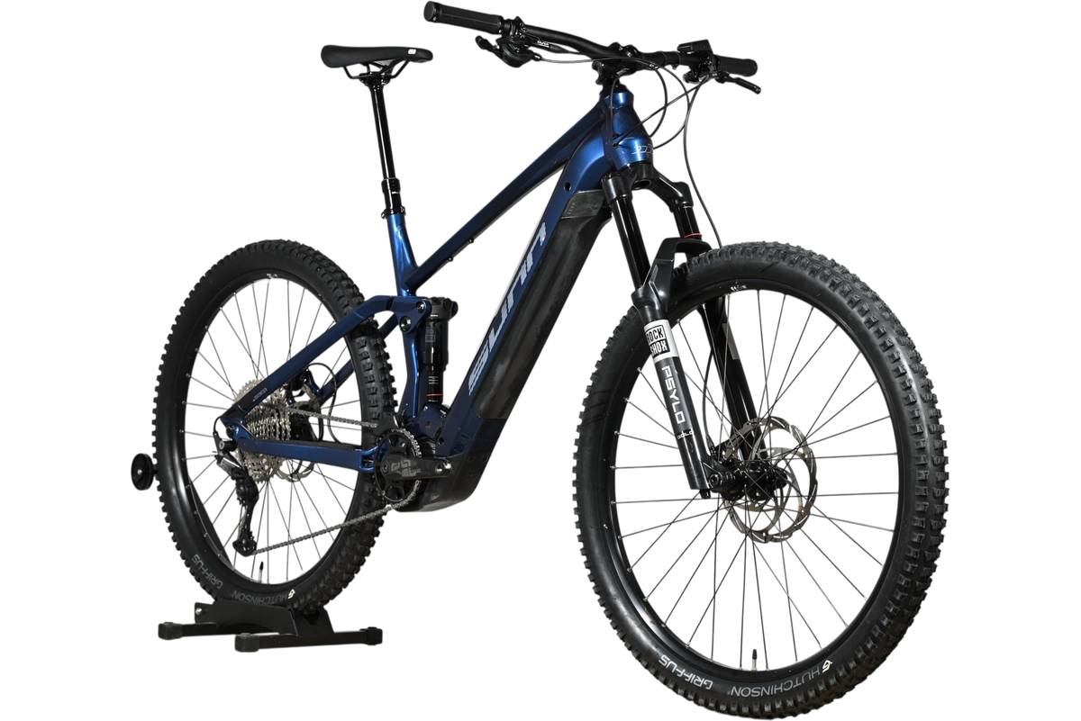 VTT électrique tout-suspendu Loop Sports Sunn Charger S1 2025 bleu avec fourche RockShox et pneus Hutchinson