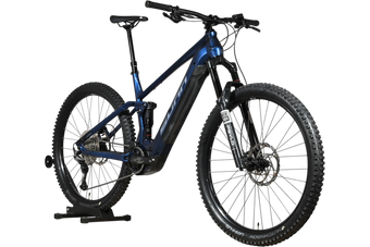 VTT électrique tout-suspendu Loop Sports Sunn Charger S1 2025 bleu avec fourche RockShox et pneus Hutchinson