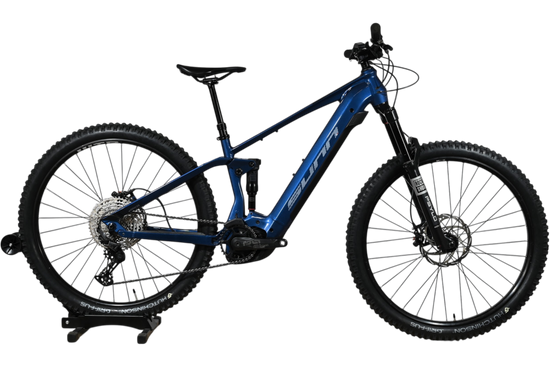 VTT électrique Sunn Charger S1 bleu de Loop Sports avec suspension tout-suspendu et pneus Hutchinson