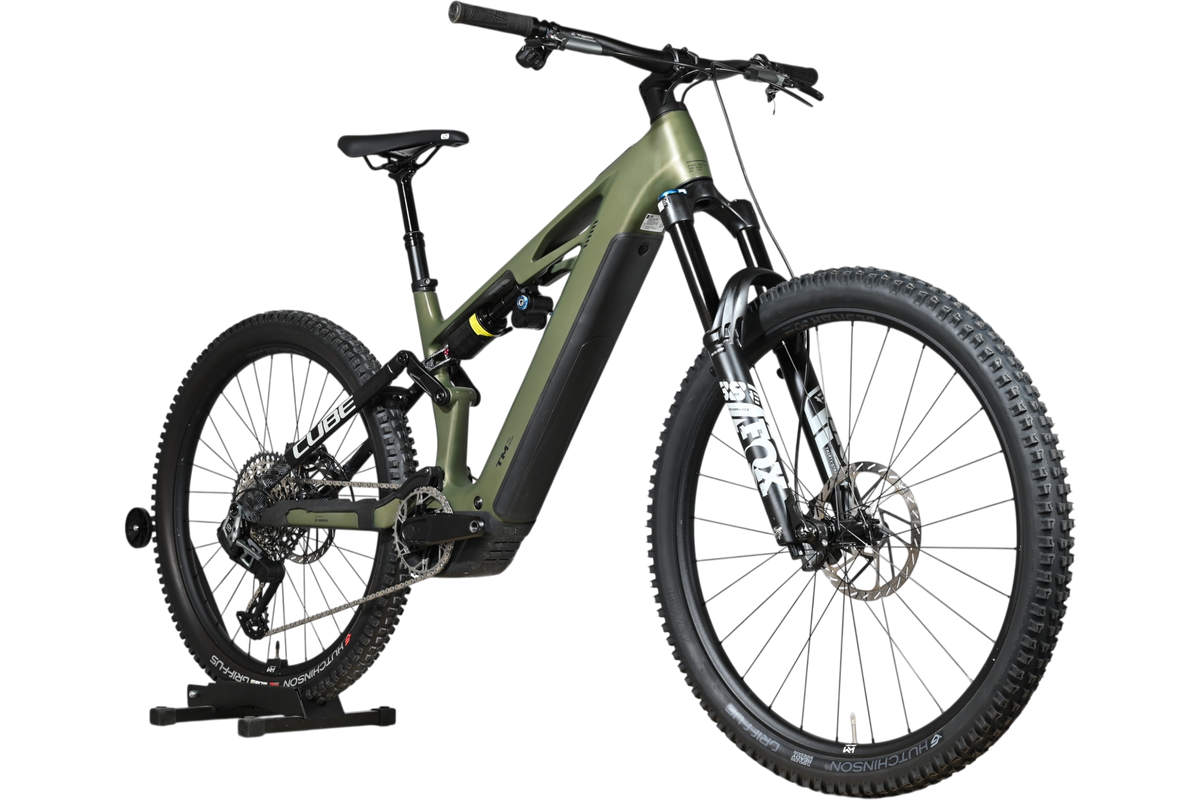 VTT électrique Loop Sports Cube Stereo Hybrid ONE77 HPC TM 800 vert olive avec suspension intégrale et pneus larges