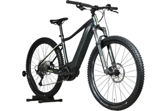 VTT électrique Giant Fathom E+1 2022 gris foncé avec cadre en aluminium et pneus tout-terrain chez Loop Sports