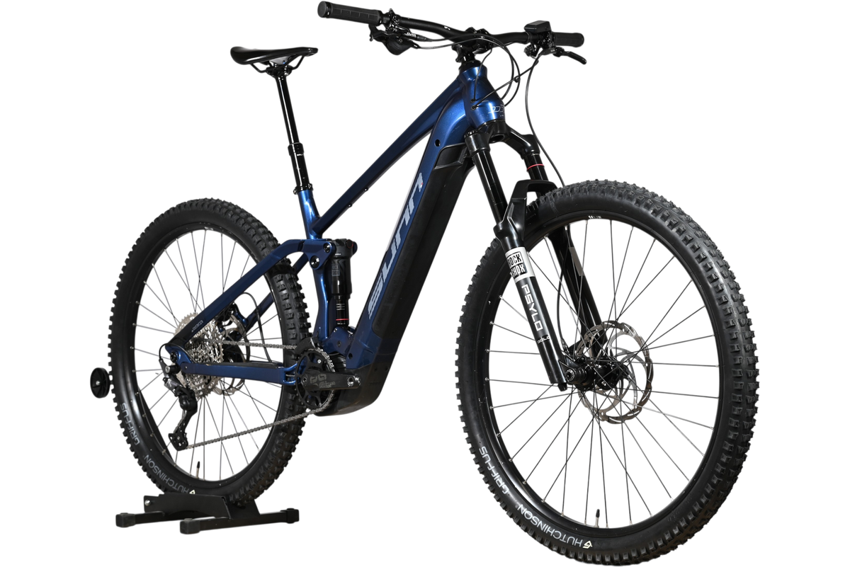 VTT électrique Sunn Charger S1 2025 bleu de Loop Sports avec suspension RockShox et pneus Hutchinson