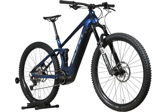 VTT électrique Sunn Charger S1 2025 bleu avec cadre tout suspendu et composants RockShox chez Loop Sports